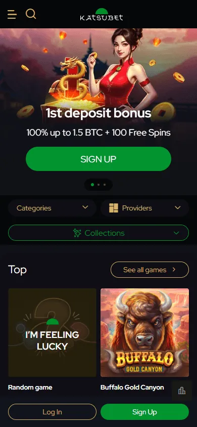 Katsubet Casino mobile home experience