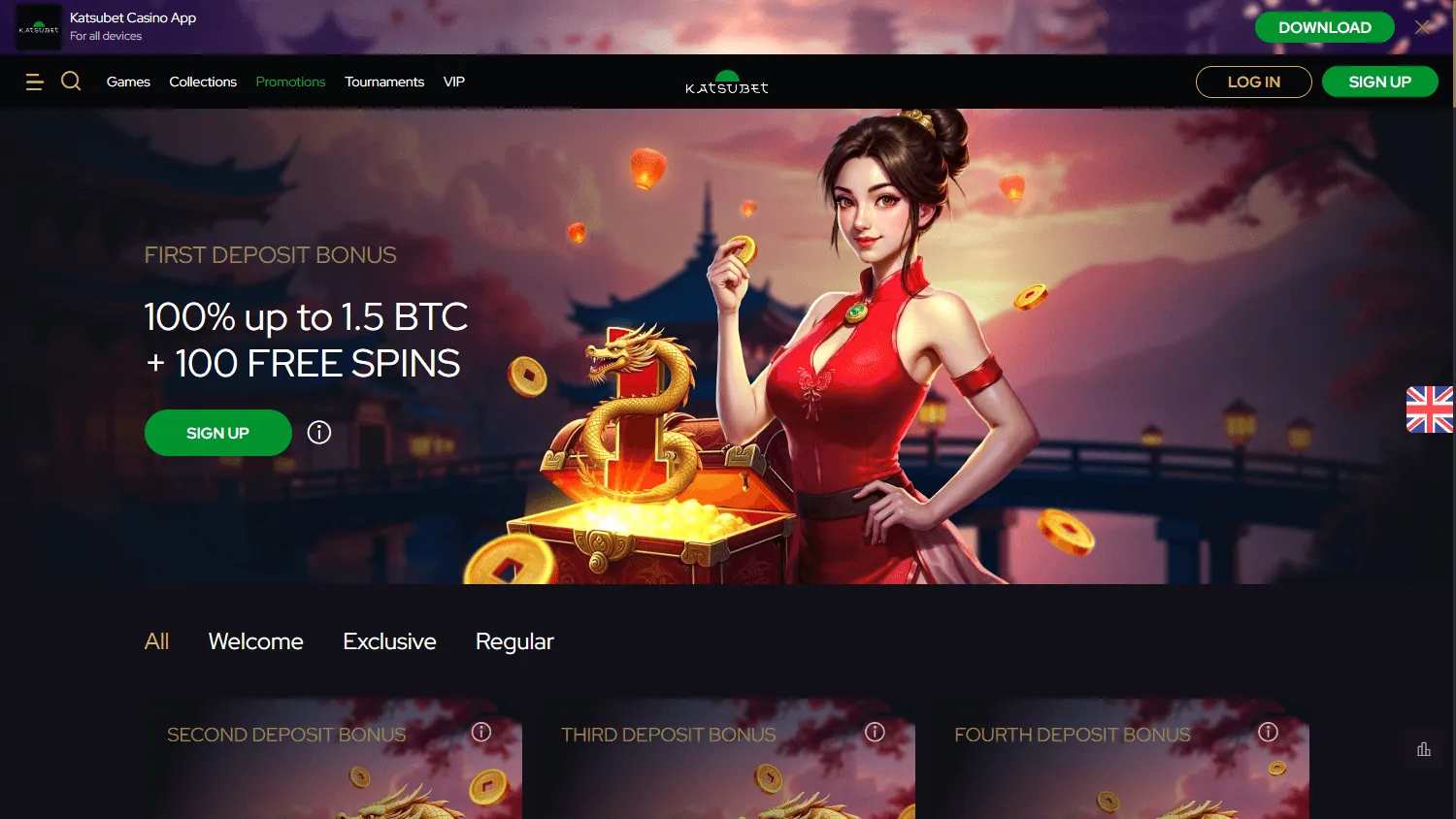 Katsubet Casino desktop promotions experience