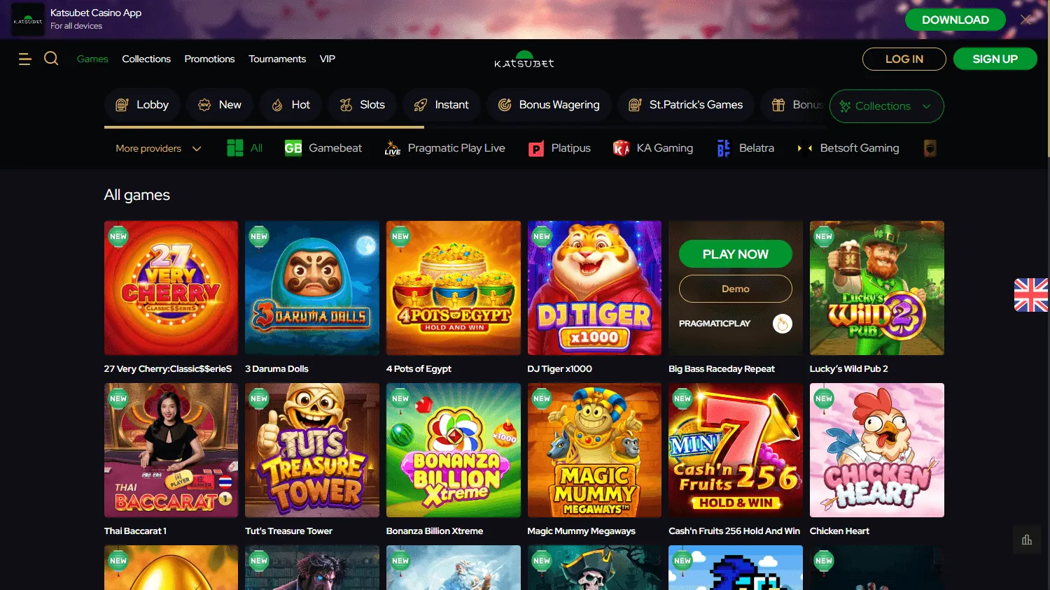 Katsubet Casino desktop games experience